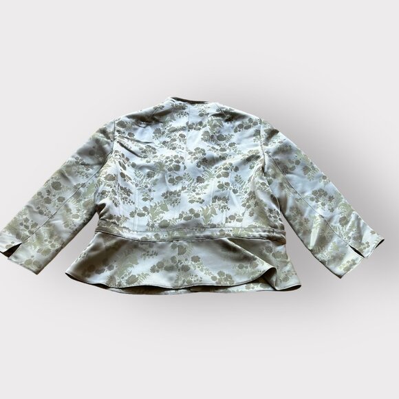 Rickie Freeman Teri Jon Nites Size 14 Light Green Brocade Vintage Blazer Jacket - Picture 2 of 16
